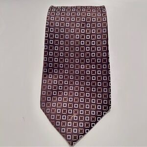 Geoffrey Beene Silk Tie Geometric Squares Hand Made Eclectic Grandpa Vintage